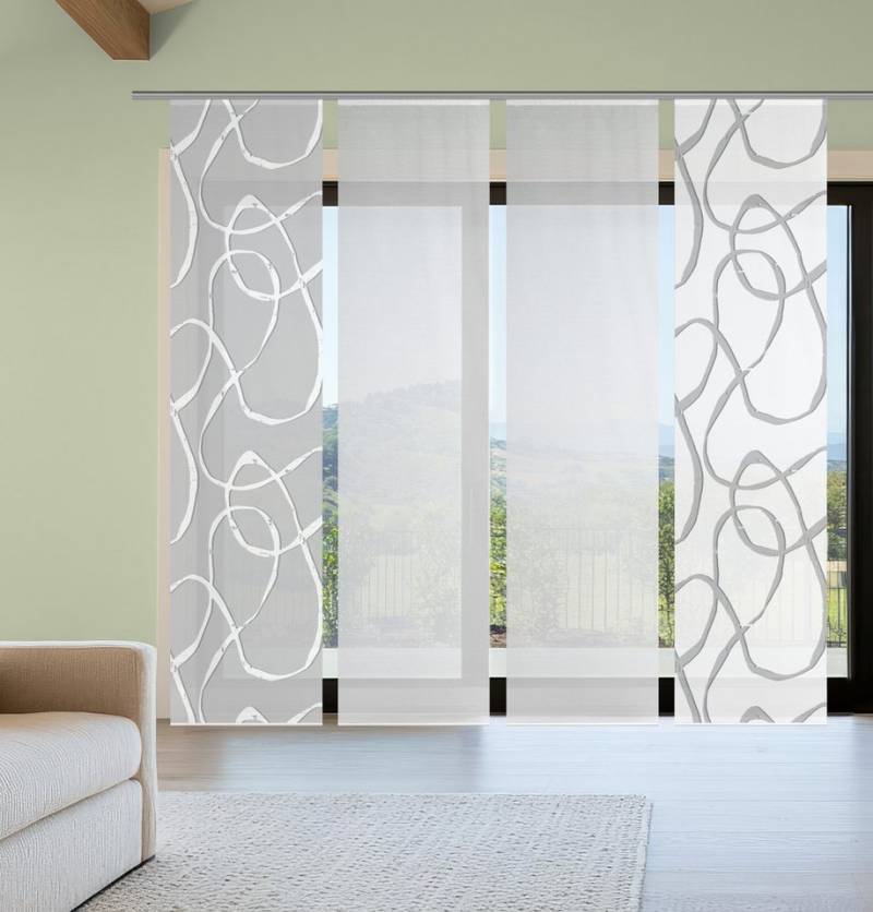 Vision S Schiebegardine OPHELIA KOMBI (4 St), Paneelwagen, halbtransparent, Schiebevorhang,Bambusoptik,Digitaldruck,SET von Vision S