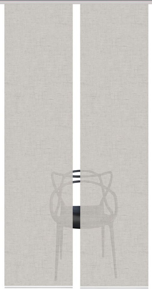 Vision S Schiebegardine PIVE 2er SET (2 St), Paneelwagen, halbtransparent, Schiebevorhang Digidruck 2er Set PIVE von Vision S