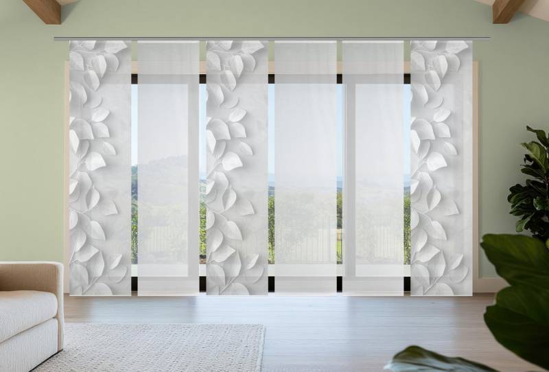 Vision S Schiebegardine RIXA (6 St), Paneelwagen, halbtransparent, Schiebevorhang,Bambusoptik,Digitaldruck,SET von Vision S