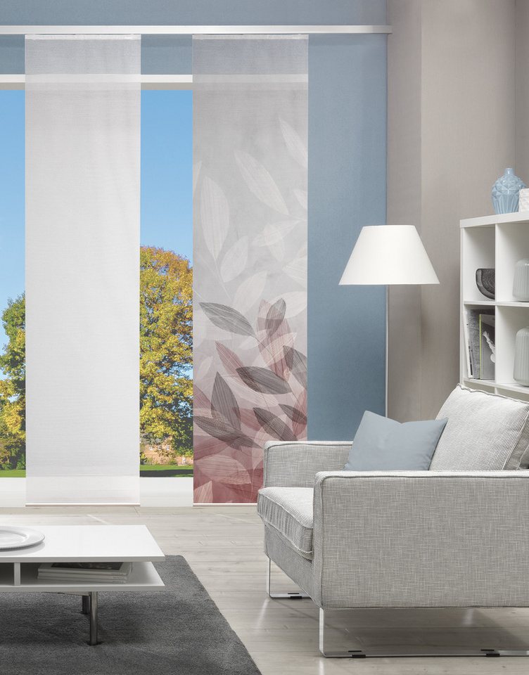 Vision S Schiebegardine Vision S Schiebevorhang Bambusoptik Digitaldruck Abbe 260x60 cm Borde, (1 St), Kunstfaser, 1x Schiebewand inkl. Paneelwagen und Klemmleiste Bordeaux von Vision S