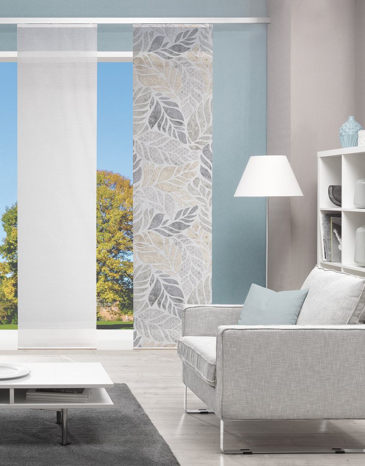 Vision S Schiebegardine Vision S Schiebevorhang Bambusoptik Digitaldruck Lisio 260x60 cm Grau, (1 St), Kunstfaser, 1x Schiebewand inkl. Paneelwagen und Klemmleiste Grau von Vision S