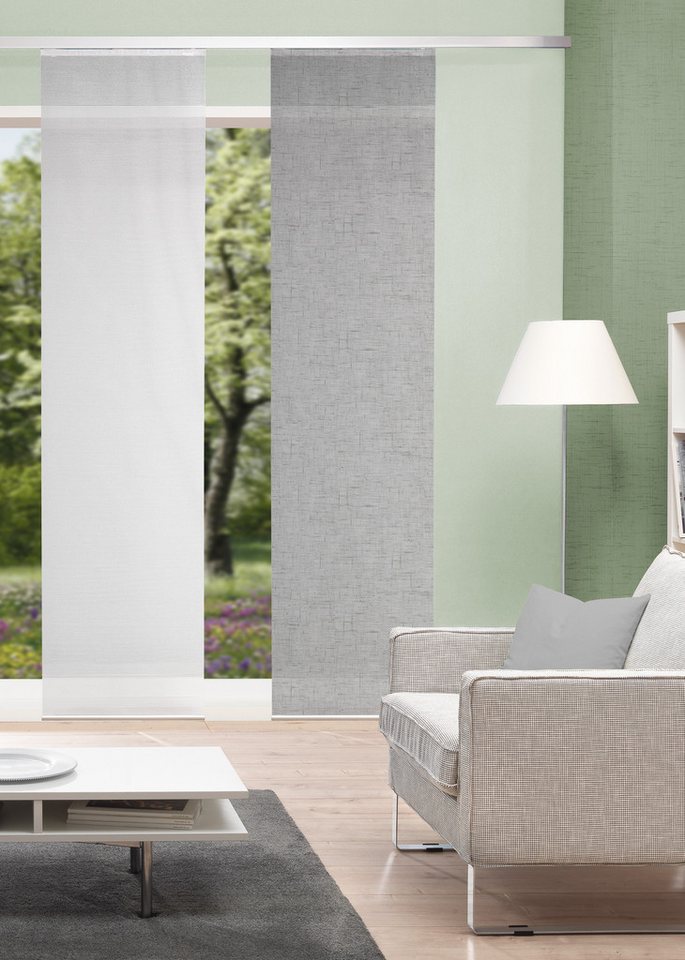 Vision S Schiebegardine Vision S Schiebevorhang Bambusoptik Digitaldruck Pive 260x60 cm Silbe, (1 St), Kunstfaser, 1x Schiebewand inkl. Paneelwagen und Klemmleiste Silber von Vision S