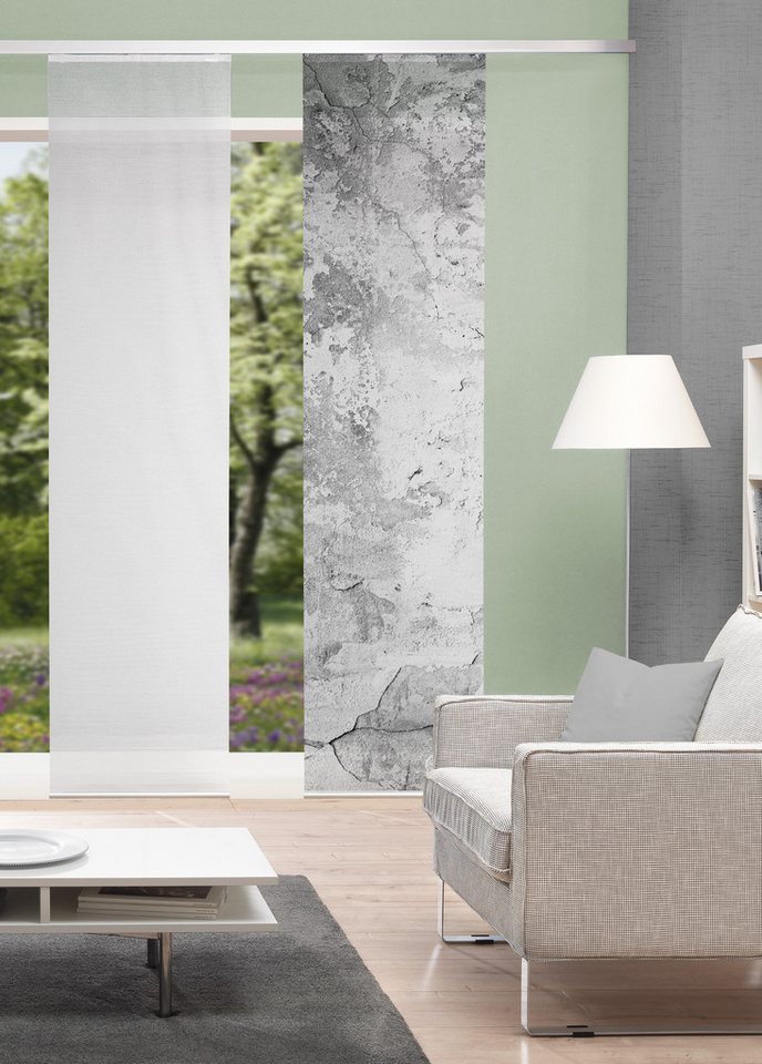 Vision S Schiebegardine Vision S Schiebevorhang Bambusoptik Digitaldruck Ragul 260x60 cm Grau (1 St), Kunstfaser, 1x Schiebewand inkl. Paneelwagen und Klemmleiste Grau von Vision S