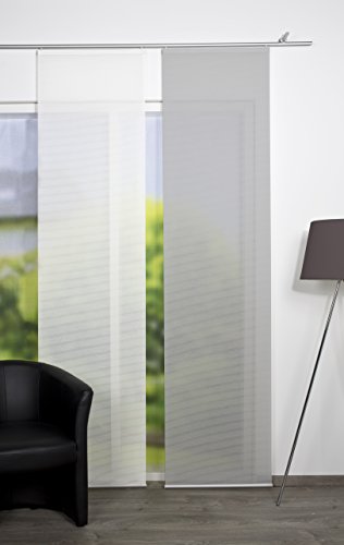 Vision S halbtransparenter Schiebevorhang ROM, in Bambus-Optik, Uni, Seiten lasergeschnitten, Farbe: grau, Größe: 245 x 60 cm, Anzahl:1x von Vision S
