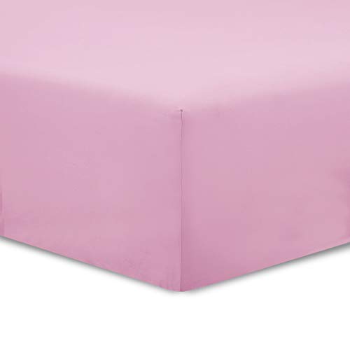 VISION - Set mit 2 Spannbettlaken, 90 x 200 cm, Farbe: Rosa, 100 % Baumwolle, 57 Fäden/cm², 4 elastische Ecken, Spannhöhe 30 cm von VISION