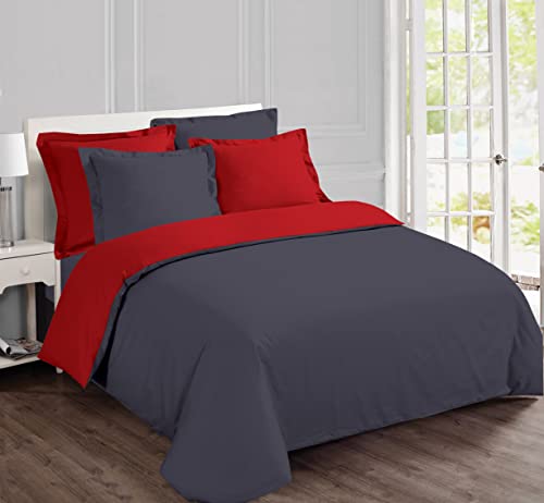 Vision - Wende-Bettwäsche, zweifarbig, Rot/Anthrazit – Set aus Bettbezug 200 x 200 cm mit 2 Kissenbezügen für Doppelbett – 100% Baumwolle Vision - Wende-Bettwäsche, zweifarbig, Rot/Anthrazit – Set aus Bettbezug 200 x 200 cm mit 2 Kissenbezügen für Doppelbett – 100% Baumwolle von VISION