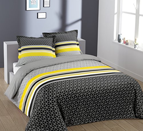 Vision - Bettwäsche Lisa – Bettbezug 200 x 200 cm mit 2 passenden Kissenbezügen 65 x 65 cm – 100% Baumwolle von VISION