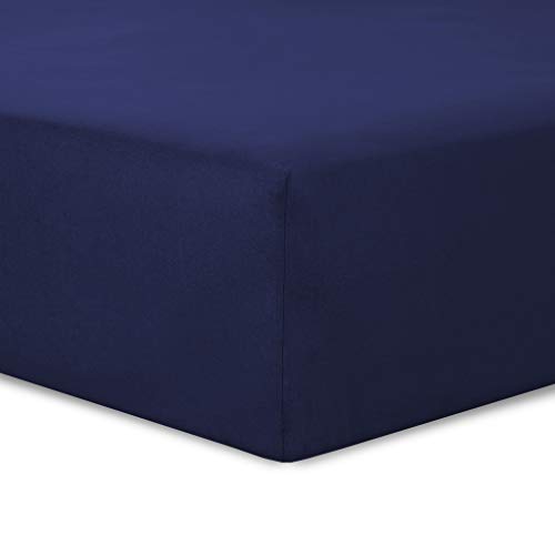 VISION - Spannbettlaken 200x200cm - Blau - 100% Baumwolle von VISION