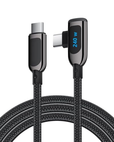 VisionSync 240W rechtwinkliges USB C zu USB C Kabel, 2-Pack 4FT Nylon geflochtenes Typ-C Ladekabel mit LED Anzeige, Schnelllade USBC Kabel für iPhone 16/15, S25/S24/S23, lPad,MacBook Pixel,LG VisionSync 240W rechtwinkliges USB C zu USB C Kabel, 2-Pack 4FT Nylon geflochtenes Typ-C Ladekabel mit LED Anzeige, Schnelllade USBC Kabel für iPhone 16/15, S25/S24/S23, lPad,MacBook Pixel,LG von VisionSync