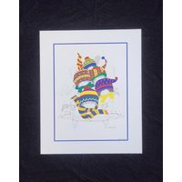 Julie Corsover Kinderdrucke "Sled" - Vintage 1976 Ungerahmt Brandneu von VisionaryWhimsy