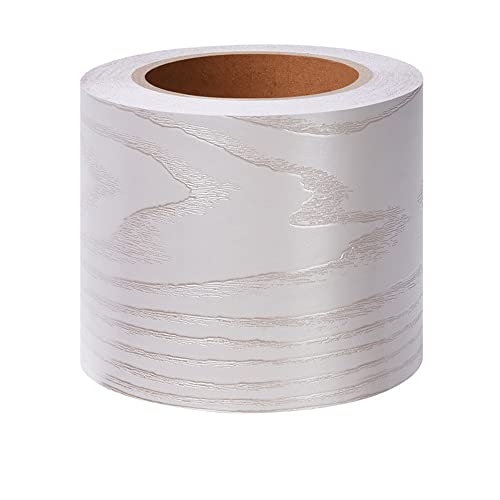 VisitRyl Selbstklebende Wandaufkleber Grenze 30cm X 500cm, TapetenbordüRe Selbstklebend BordüRe, Wasserdichte WandbordüRe FüR Zuhause BüRo Hotel Diy Dekoration Silberne Holzmaserung von VisitRyl
