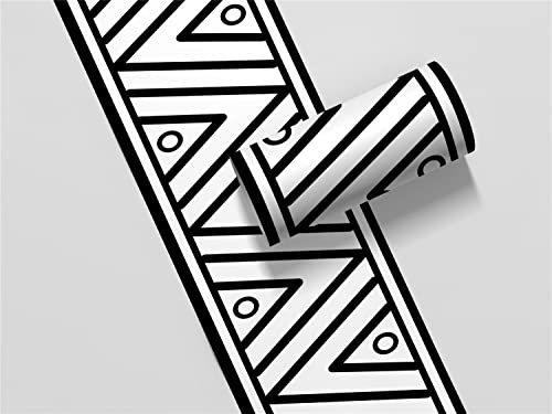 VisitRyl Tapetenbordüre Schwarz und Weiß - Abnehmbare Wanddeko mit Wasserdichtem PVC und Sockelleiste - Selbstklebend, 10cm x 500cm von VisitRyl