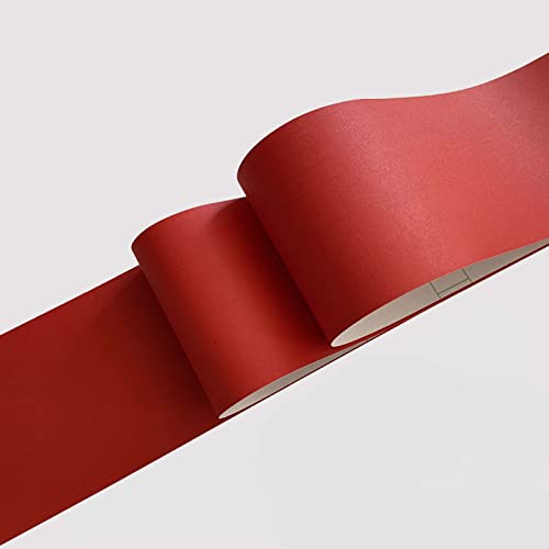 VisitRyl Tapetenbordüre selbstklebend Rot 15cm x 500cm zum Aufkleben für Wohnzimmer Küche Badezimmer Abnehmbare Wasserdicht Bodenleiste PVC Dekorative Bordüre von VisitRyl