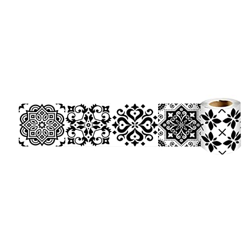 VisitRyl Tapetenbordüre selbstklebend Vinyl Sockelleiste Dekorative Bordüre Selbstklebende Home Bordüre Küche Tapetenbordüre selbstklebend für Badezimmer Wohnzimmer 43 - Schwarze Blume10cm x 240cm von VisitRyl