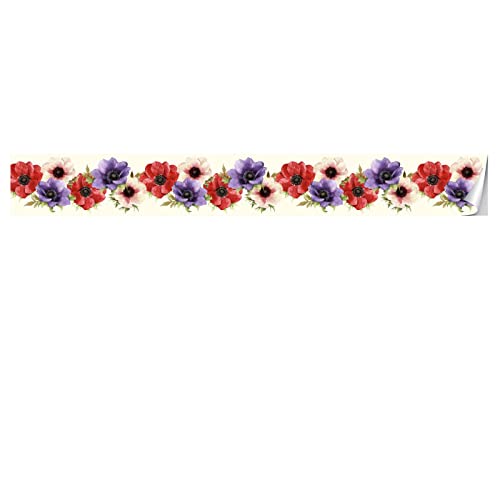 VisitRyl Tapetenbordüre selbstklebendBlaue Blume 15x300cm zum Aufkleben für Wohnzimmer Küche Badezimmer Abnehmbare Wasserdicht Bodenleiste PVC Dekorative Bordüre von VisitRyl