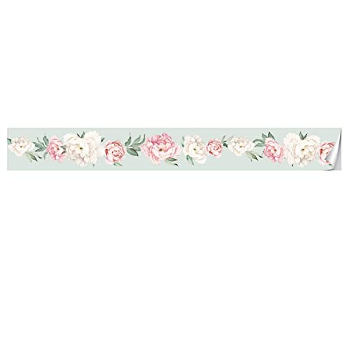 VisitRyl Tapetenbordüre selbstklebendPinke Rose 15x300cm zum Aufkleben für Wohnzimmer Küche Badezimmer Abnehmbare Wasserdicht Bodenleiste PVC Dekorative Bordüre von VisitRyl