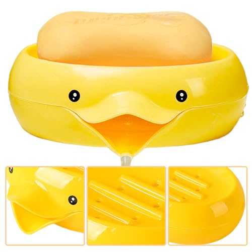 Viskee Cartoon Seifenkiste 2PCS Ente Seifenkiste Küchenspülen-Organizer Haushalt Seifenkiste Regal Großes Fassungsvermögen Abflussloch-Design Kunststoff-Wasserablauf-Seifenbox Breite Anwendung von Viskee