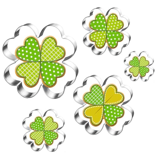 St. Patrick's Day Kleeblatt Ausstechformen Set Ausstechform Irisches Kleeblatt-5 Stück-Plätzchen Ausstecher Linzer Frühling Lustige Ausstechformen für Kinder von Viskee