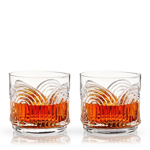 Viski Beau Lowball-Gläser, Kristall-Trinkgläser für Whiskey, Scotch und Bourbon, Art-Deco-Cocktailgläser, Bogen-Design, 325 ml, 2 Stück Viski Beau Lowball-Gläser, Kristall-Trinkgläser für Whiskey, Scotch und Bourbon, Art-Deco-Cocktailgläser, Bogen-Design, 325 ml, 2 Stück von Viski
