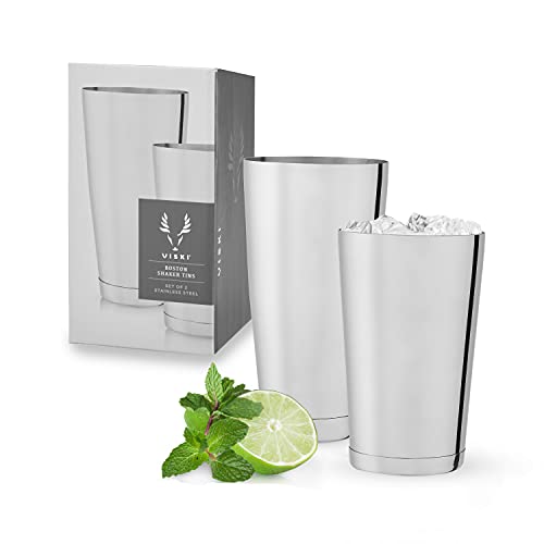 Viski Boston Cocktail-Shaker-Set, Edelstahl, 2 Stück, 794 ml und 510 ml, silberfarben von Viski