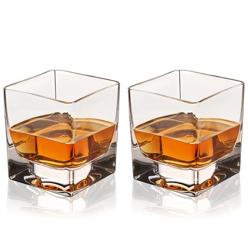 Viski Braque Rocks Kurzglas-Set, altmodische quadratische Trinkgläser, Kristall-Cocktailgläser, 284 ml, 2 Stück von Viski