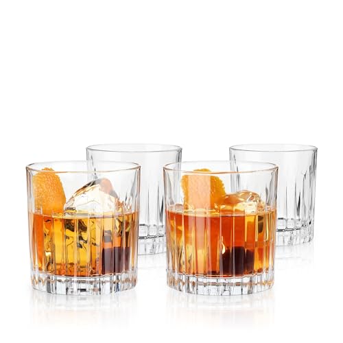 Viski Double Old Fashioned Tumbler, 4 Lowball-Cocktailgläser aus bleifreiem Kristallglas, Glaswaren Made in Italy, 4er-Set, 12 Unzen (355 ml) von Viski