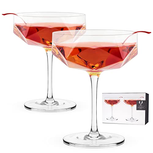 Viski Facettierte Coupes Cocktailgläser mit Stiel, 2 Stück von Viski