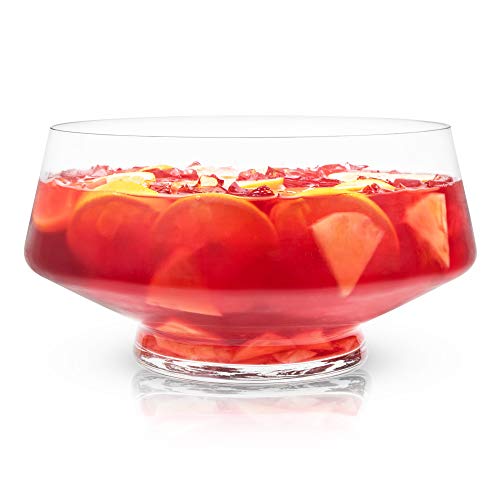 Viski Glas-Bowleschale mit Standfuß, Schale mit schwerem Sockel und angeschrägtem Design, Party-Serviergeschirr für Cocktails, funktionales Herzstück, 1er-Set, klar von Viski