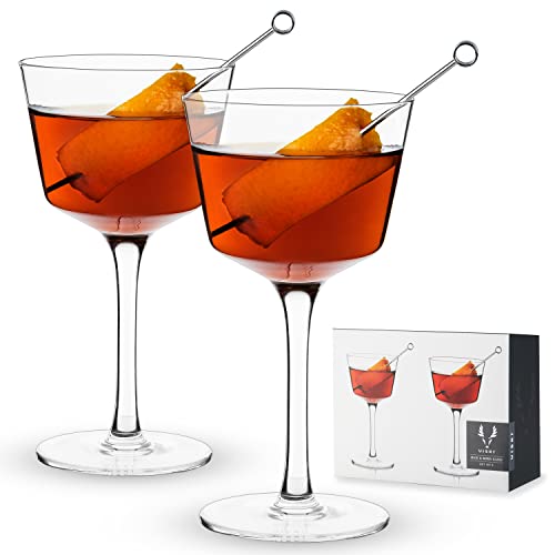 Viski Nick and Nora Gläser, Stiel-Trinkgeschirr, hochwertige Kristall-Cocktailgläser, Cocktail-Coupe-Gläser, Heim- und Bar-Glastassen, 2er-Set, 170 ml Viski Nick and Nora Gläser, Stiel-Trinkgeschirr, hochwertige Kristall-Cocktailgläser, Cocktail-Coupe-Gläser, Heim- und Bar-Glastassen, 2er-Set, 170 ml von Viski