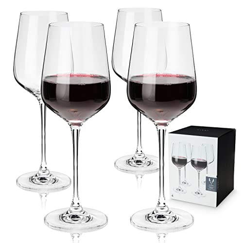 Viski Reserve European Crystal Bordeaux-Gläser, 4 Rotweingläser aus bleifreiem Kristallglas, Glaswaren Made in Europe, Weinglas-Set mit Stiel, 4er-Set, 21 Unzen (621 ml) von Viski