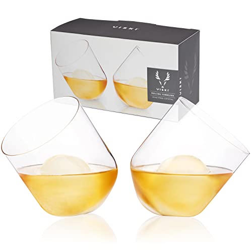 Viski Rolling Crystal Whiskeygläser, 2er-Set, hochwertiges kristallklares Glas, klassische Lowball-Cocktailgläser, Scotch-Glas, Geschenkset, 340 ml Viski Rolling Crystal Whiskeygläser, 2er-Set, hochwertiges kristallklares Glas, klassische Lowball-Cocktailgläser, Scotch-Glas, Geschenkset, 340 ml von Viski