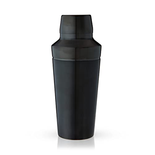 Viski Titan Cocktail Shaker, Cobbler Shaker mit gebürsteter Oberfläche, integriertes Sieb und Kappe, 524 ml, 1 Stück, Schwarz von Viski