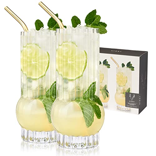 Viski Zenith Deco Trinkglas, bleifrei, hochwertig, kristallklar, stylisch, Cocktailglas, Geschenk, 368 ml von Viski