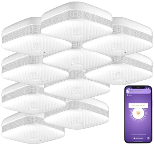VisorTech Rauchwarnmelder: 10er-Set WLAN-Rauch- & Hitzemelder mit weltweiter App-Benachrichtigung (Rauchmelder App, Rauchmelder auf Handy, Alarmanlage) von VisorTech