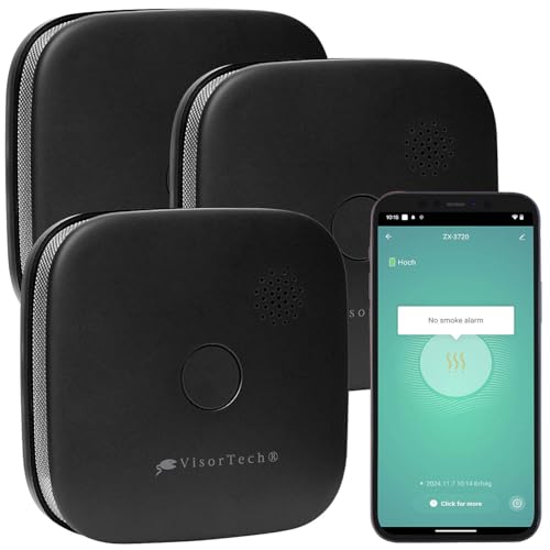 VisorTech 3er-Set kompakte WLAN-Design-Rauchwarnmelder mit weltweiter App, schw. VisorTech 3er-Set kompakte WLAN-Design-Rauchwarnmelder mit weltweiter App, schw. von VisorTech