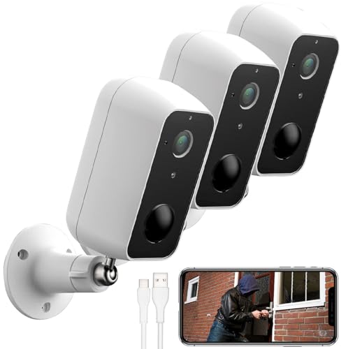 VisorTech Elesion Kamera App: 3er-Set Outdoor-IP-Überwachungskamera, Full HD, WLAN & App, Akku, IP65 (Elesion Überwachungskameras, WiFi-Überwachungskameras, Videoüberwachung) von VisorTech