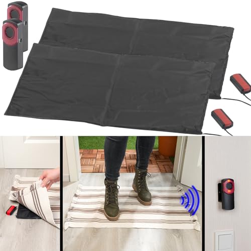 VisorTech Alarmmatte: 2er-Set Tür-Trittmatten mit integrierter Funk-Klingel, Alarm-Funktion (Klingel-Matte, Akustische Trittmatte, Bewegungsmelder) von VisorTech