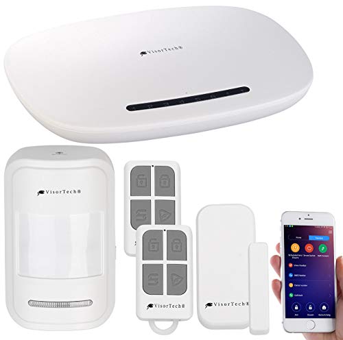 VisorTech Kabellose Alarmanlage: GSM-Alarmanlage mit Funk- & Handynetz-Anbindung, App für Android & iOS (Handy App, GSM Alarm System, Überwachungskamera Set) von VisorTech
