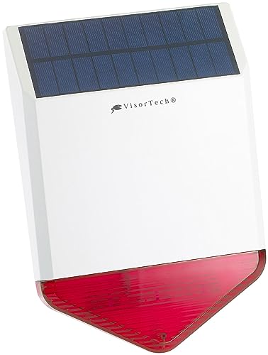 VisorTech Alarmsirene: Autarke Solar-Funk-Alarmanlage mit Sirene und Licht-Warnsignal, 110 dB (Alarmanlage Außensirene, Alarmanlage Netzwerk, Überwachungskamera Set) von VisorTech