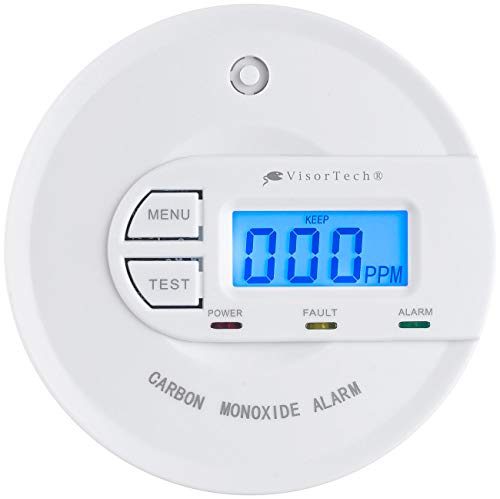 VisorTech Co2 Melder: Kohlenmonoxid-Melder mit 10-Jahres-Sensor & Display, 85 dB, EN 50291 (CO Messgerät, CO Kohlenmonoxidmelder, Rauchmelder) von VisorTech