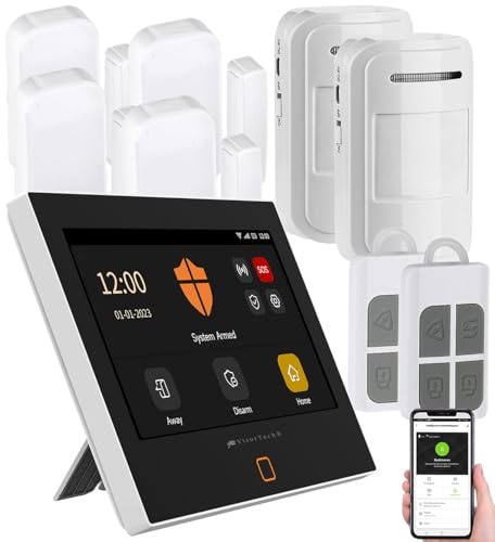 VisorTech Alarmsystem: 9-teiliges WLAN/4G-Alarmanlage-Set mit 2 Fernbedienungen & 6 Sensoren (Hausalarmanlagen, Alarmanlage Haus Funk, Wohnwagen) von VisorTech
