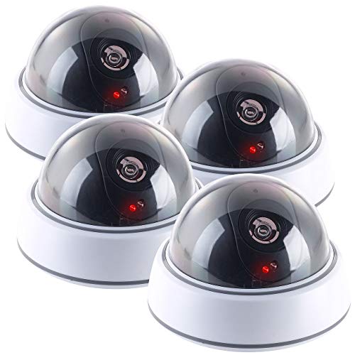 VisorTech Kamera Dummy: 4er-Set Dome-Überwachungskamera-Attrappen, durchsichtiger Kuppel, LED (Attrappe Kamera, Dummy Überwachungskamera außen, Überwachungskameras) von VisorTech