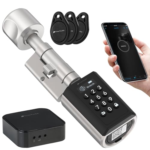 VisorTech Smart Lock: Elektronischer Schließzylinder für Türen 30-70 mm, App, WLAN-Gateway (Türschloss mit Zahlencode, Schloss ZigBee, Elektronisches) von VisorTech