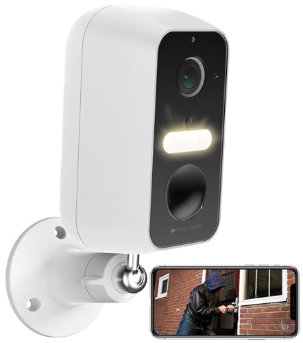 VisorTech Elesion Kamera: Akku-Outdoor-IP-Überwachungskamera mit 2K-Auflösung, WLAN, App, IP65 (IP HD Überwachungskamera, Überwachungskamera außen kabellos) von VisorTech