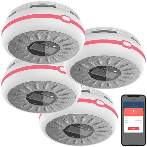 VisorTech Feuermelder App: 4er-Set smarte 2in1-WLAN-Rauchwarn- & CO-Melder, 10-Jahres-Batterie (Kohlenmonoxid-Melder WiFi, Kohlenmonoxidmelder-Detektor) von VisorTech