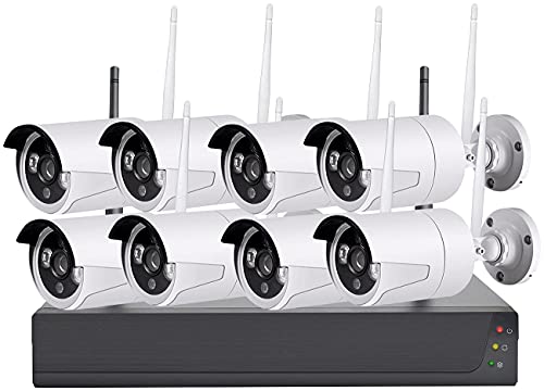 VisorTech Kamera Set: Funk-Überwachungssystem: HDD-Rekorder, 8 QHD-Kameras, App-Zugriff (Kamera Überwachung, System, Alarm Bewegungsmelder) von VisorTech
