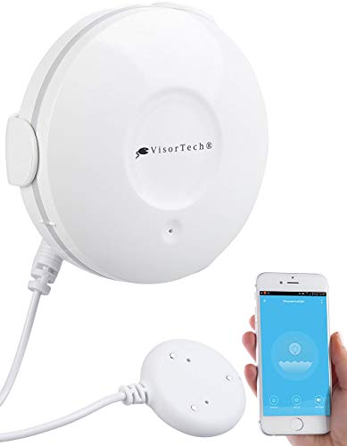 VisorTech Wassersensor: WLAN-Wassermelder, externer Sensor, App, bis 8 Jahre Batterie-Laufzeit (Wassersensor WLAN, Wasseralarm Sensor, Feuchtigkeitsmelder) von VisorTech