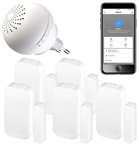VisorTech Alarmsysteme: 6-teiliges WLAN-Alarmsystem für Funkgeräte, 5X Fenster-/Türsensor, App (WLAN Alarmanlage, Alarmanlage Haus Bewegungsmelder, Steckdose Schalter) von VisorTech