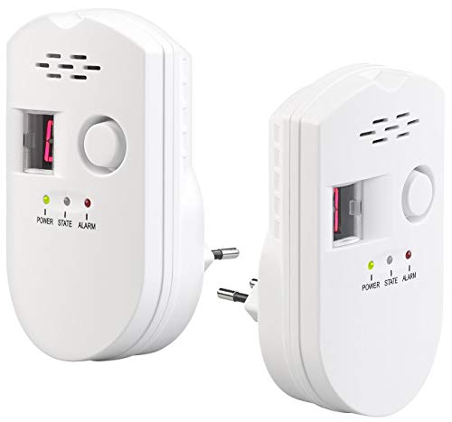 VisorTech Gasmelder Propan: 2er-Set Steckdosen-Multi-Gasmelder für Erdgas und Autogas, 85 dB (Gasmelder Camping, Gas-Messgerät, Auto Heizung) von VisorTech