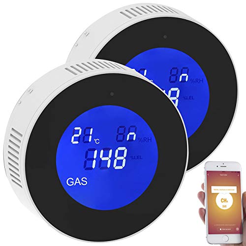 VisorTech Gas Melder WLAN: 2er-Set WLAN-Multi-Gasmelder, mit App & Sprachansage (Gassensor, Gaswarner Erdgas, Samsung Toner) von VisorTech